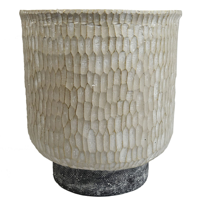 32cm x 29cm Brushed Gold Stone Effect Planter Composite Plant Pot