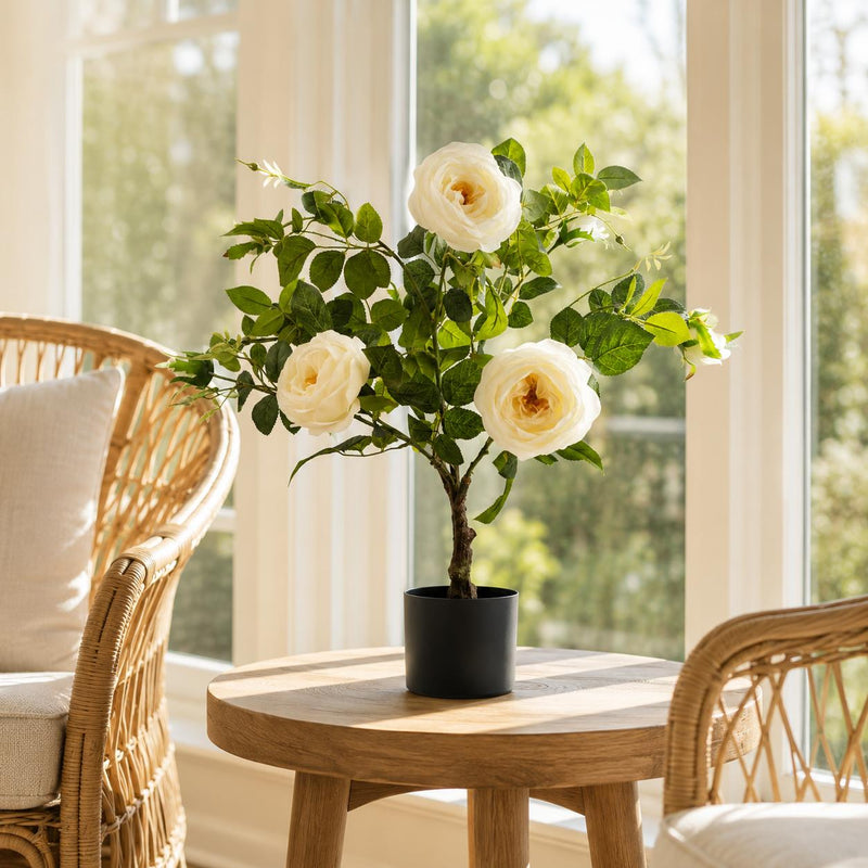 70cm White Camellia Rose Plant Artificial